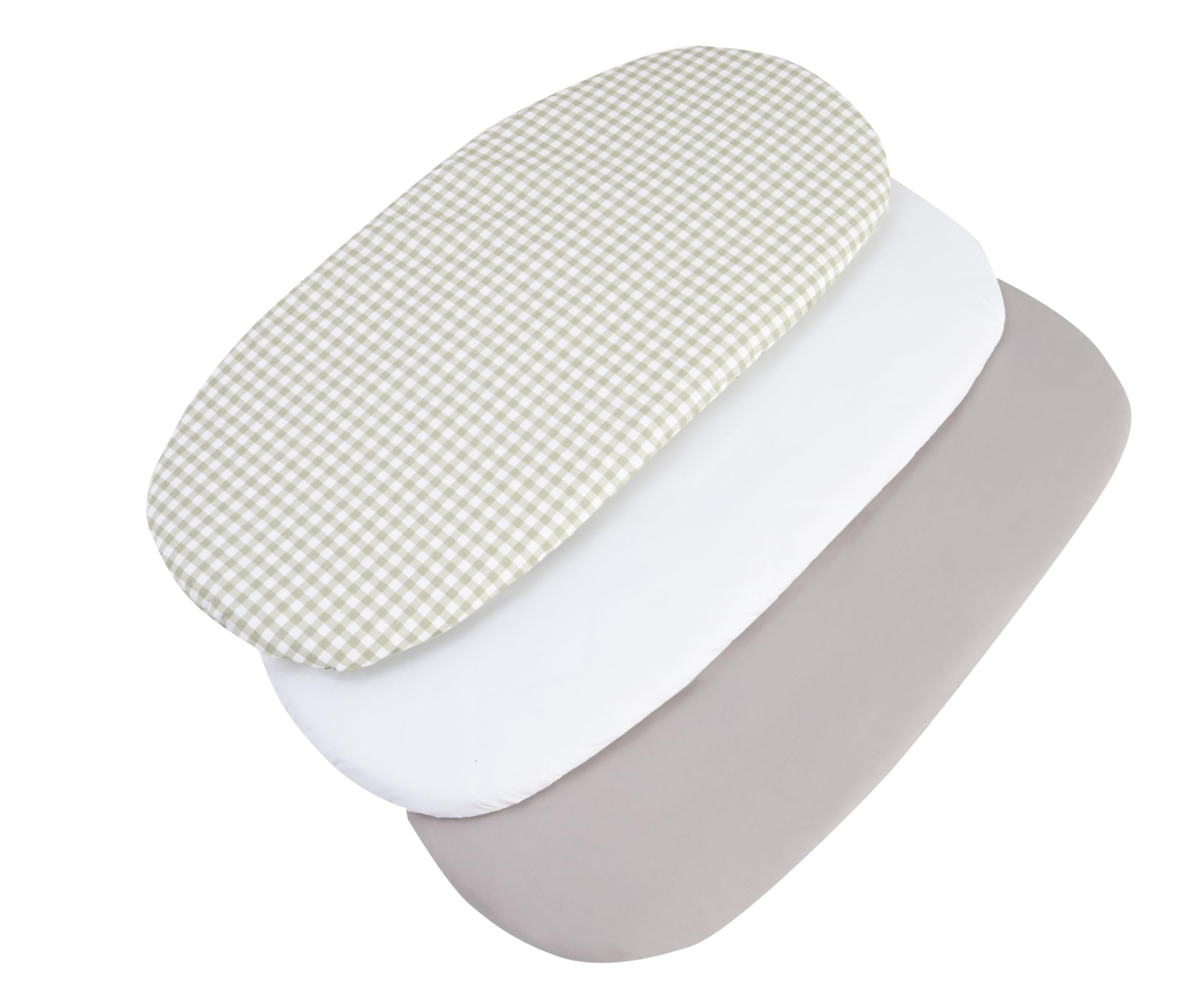 Medi Partners Set of 3 pcs. Fitted Sheet Pram 86 x 40 cm 100% Cotton Mattress Protector Baby, Checkerd-white-grey, Three pack