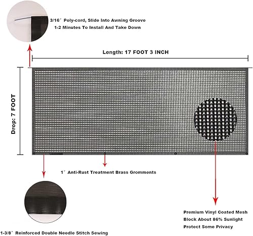 Miniatura 366 de Tentproinc Pantalla parasol para toldo, 8 pies x 13 pies 3 pulgadas (apta para toldo de 14 pies), protector solar de malla para autocaravana, cámper