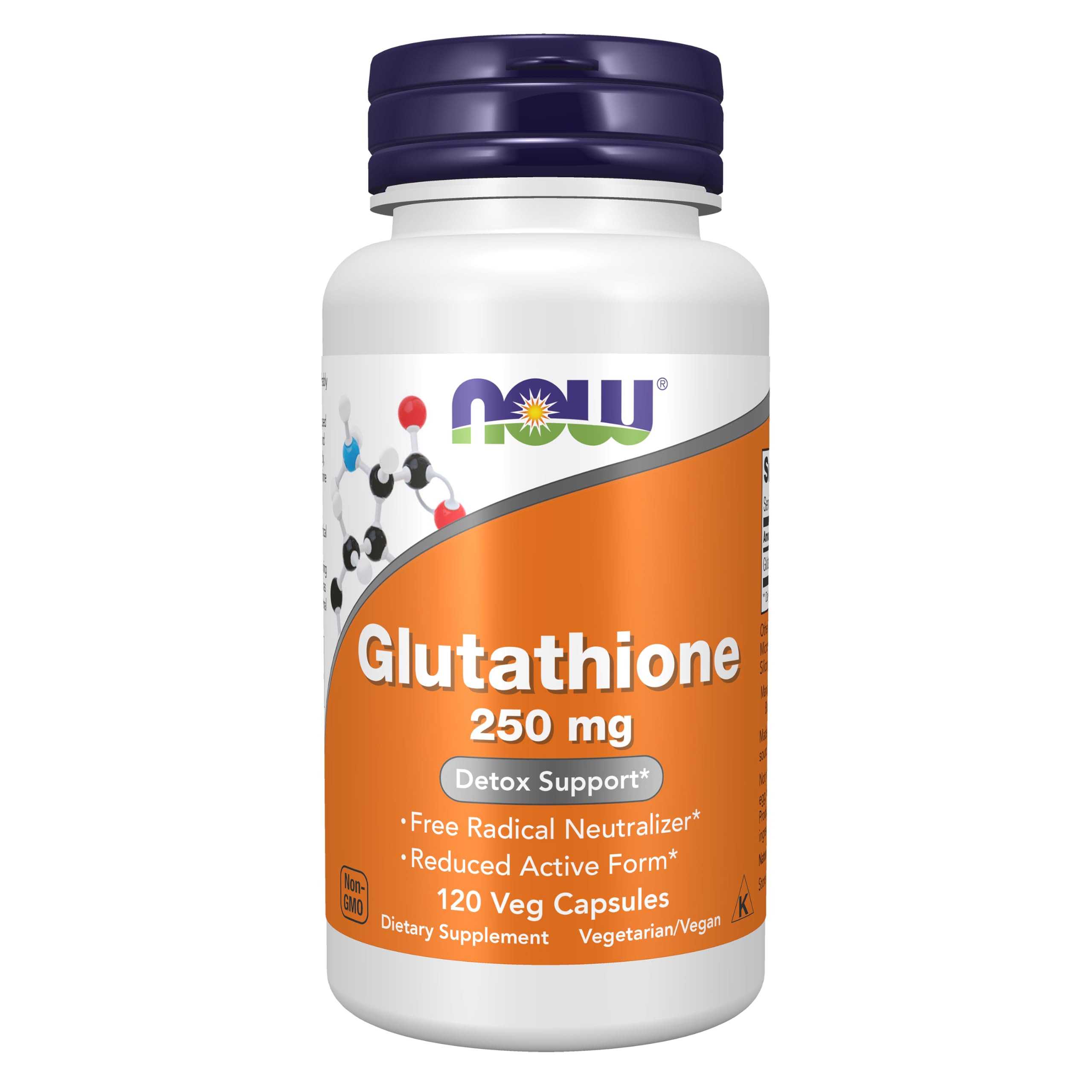 Now Supplements, Glutathione 250 mg, Detoxification Support*, 120 Veg Caps 120 Count (Pack of 1)