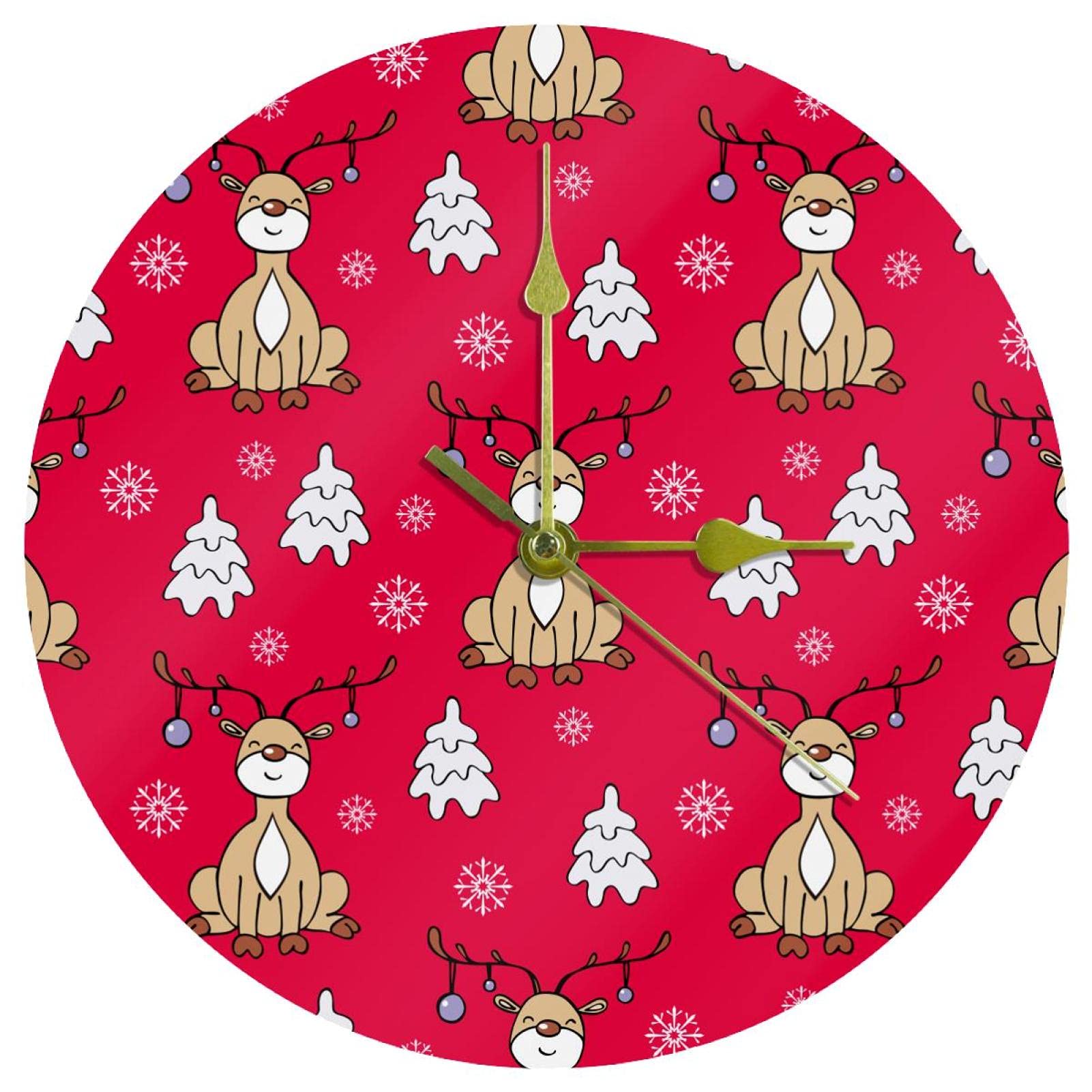 Horloge murale en acrylique de Noël de 24 cm silencieuse pour salon