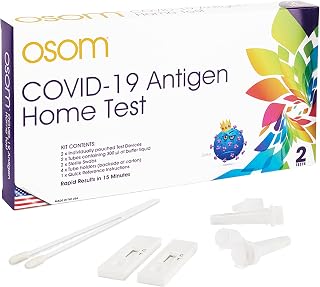 Osom Covid Home Test - Made in USA - 2 Rapid Covid Tests for Home - Results in 15 Minutes - at Home COVID Test Kit - FDA EUA Authorized COVID-19 Test Kit (2 Tests)