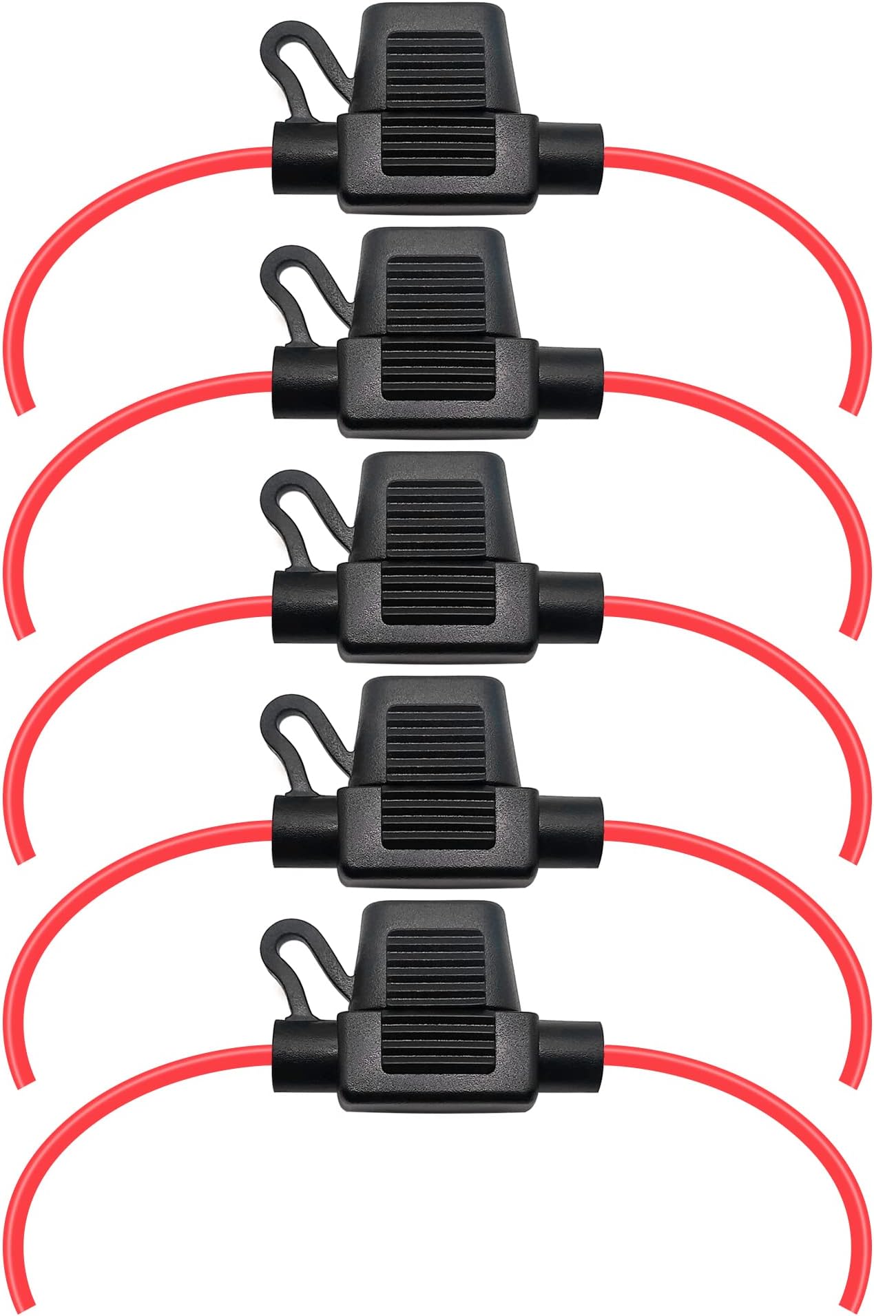 VANTRONIK Waterproof MINI Inline Fuse Holder with 18 Gauge AWG Wire 12 Inches Long, Fit for Small Blade Fuse in Vehicle/Boat/RV/Tractor, 5 Pack
