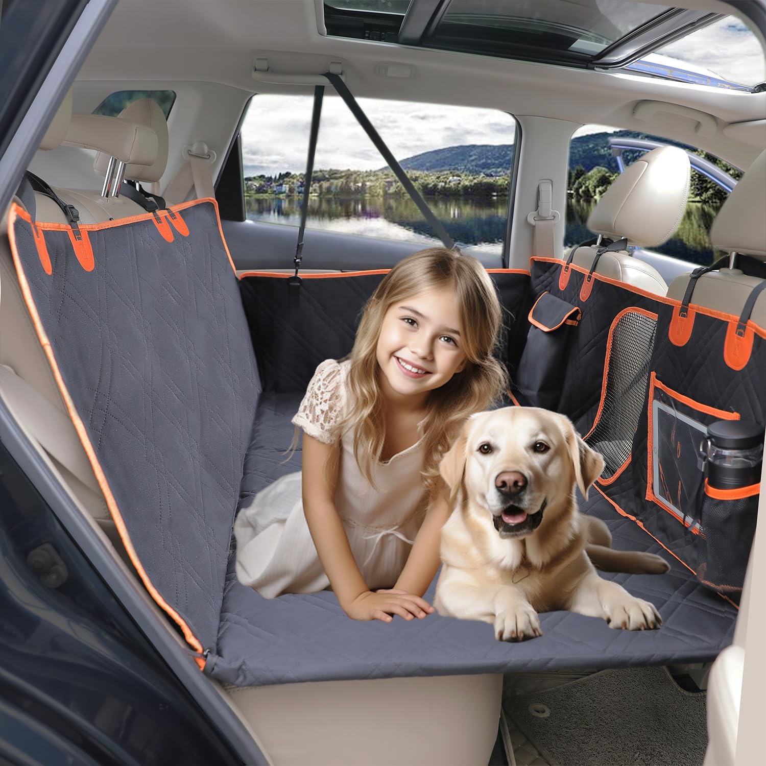 AMOCHIEN Back Seat Extender for Dogs, Waterproof Dog Car