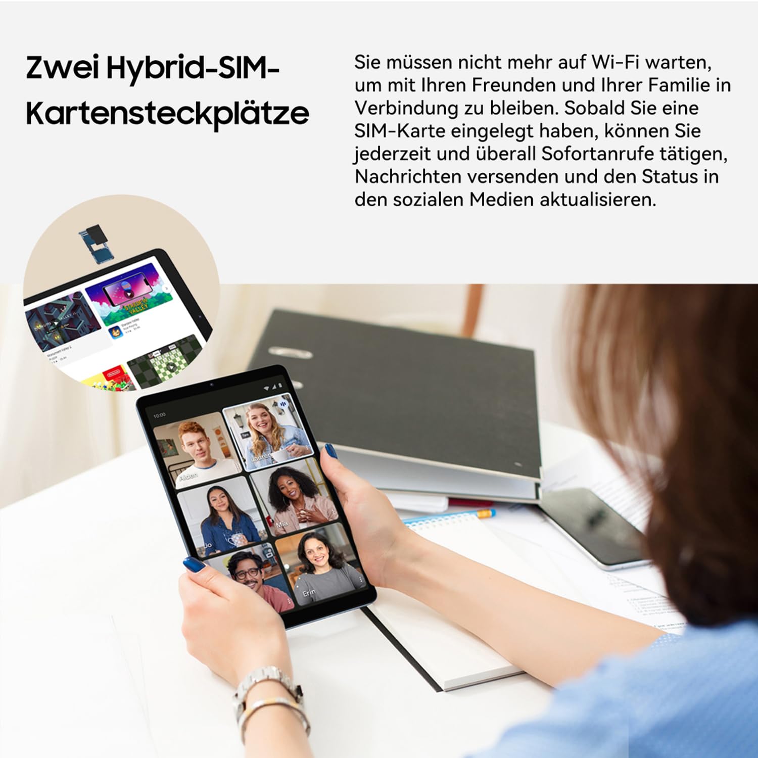Blackview Tab 60 - Tablet sottile e leggero con touch screen - Display da 8,68" - 4 GB RAM + 128 GB ROM - Unisoc T606-5 MP + fotocamere da 8 MP - Batteria da 6050 mAh - Grigio