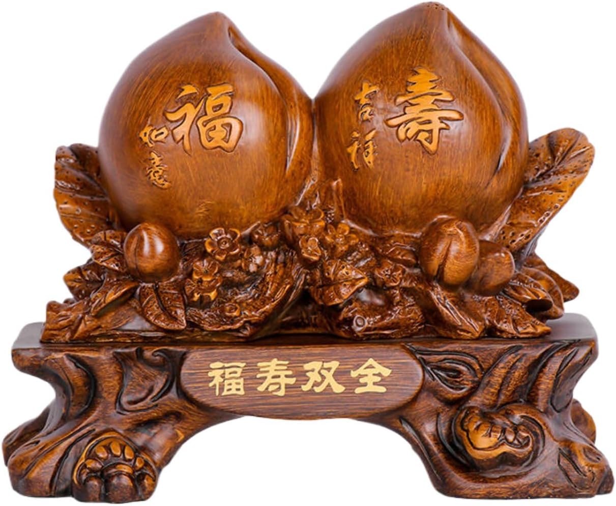 寿桃摆件 Feng Shui Figurine Home Office Decor Chinese Gifts 祝寿礼品送爸爸妈妈父母亲长辈60八十80大寿老人生日礼物 9293