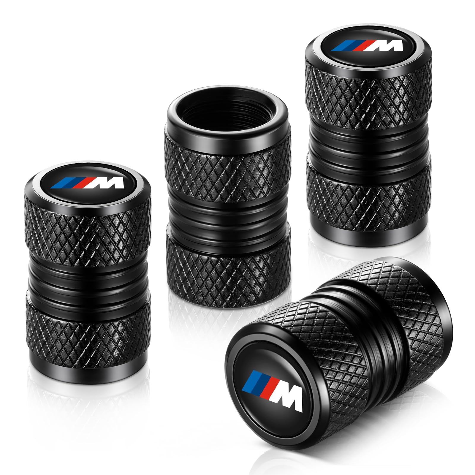 Tire Valve Stem Caps, Compatible with BMW M Series Stem Cap Universal Car Air Cover Car Accessories for Cars, SUV, Truck, Motorcycles 4pcs （Black）