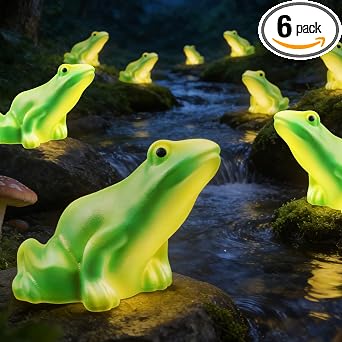 BeHiller Solar Frog Path Lights Outdoor for Garden Art Decor,6PACKS Frog Easter Yard Decorations,Frog Lights for Housewarming Gifts,Lawn Ornament,Gardening Gifts for Grandma,Women,Mom Day,House Decor