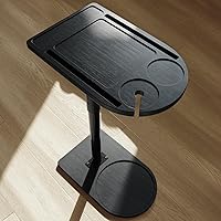 Vista 10 de Mesa de Bandeja Giratoria de 360° para Sofá con Brazos - Mesa Lateral Ajustable en Altura para Cama o Silla con Ranuras para Teléfono y Tablet, Mesa