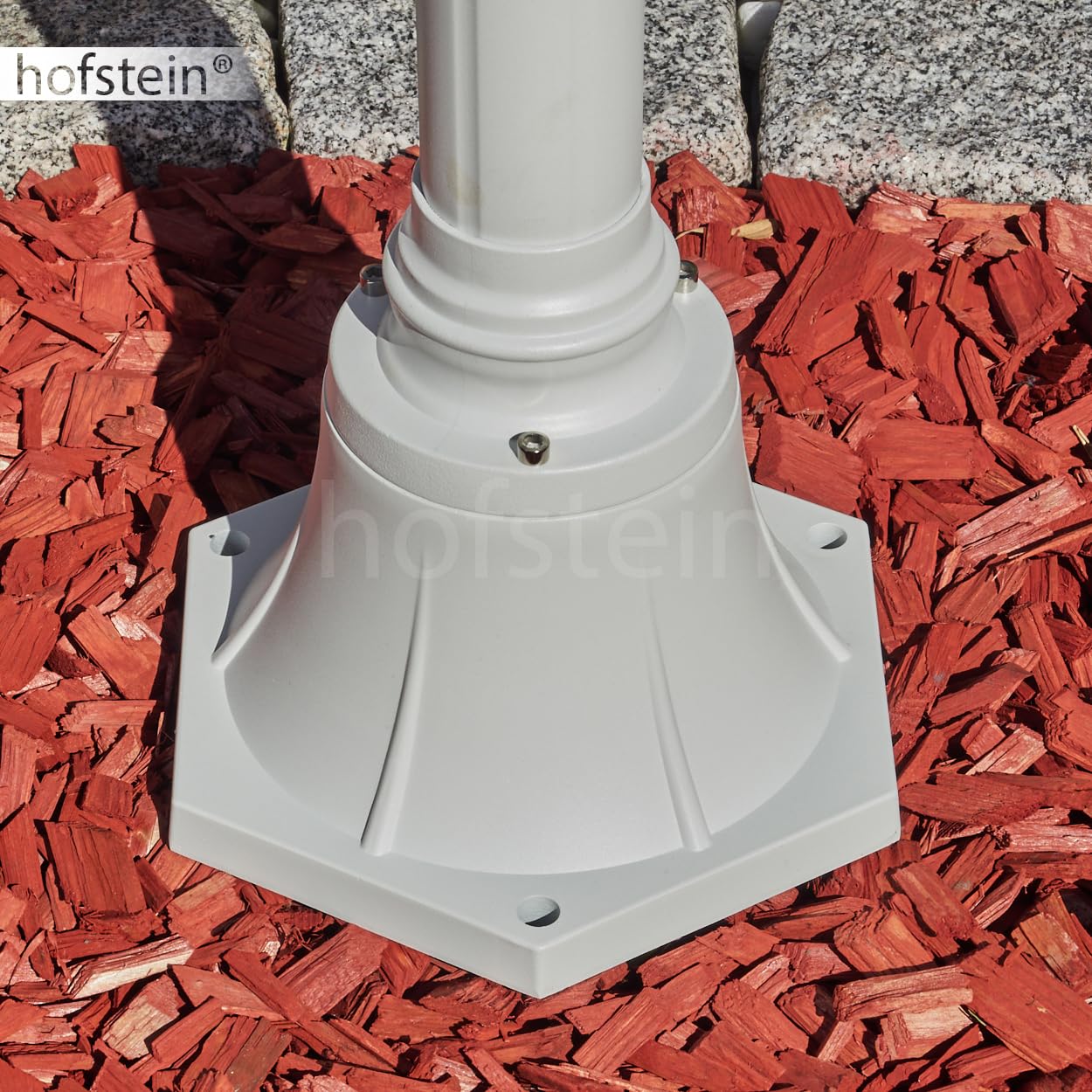 Lampa drogowa zewnętrzna Hong Kong, lampa ścieżki z metalu/szkła w kolorze białym/przezroczystym, kandelabr w antycznym stylu, wysokość maks. 220 cm, oświetlenie ogrodowe IP44, 2 x E27, bez żarówki
