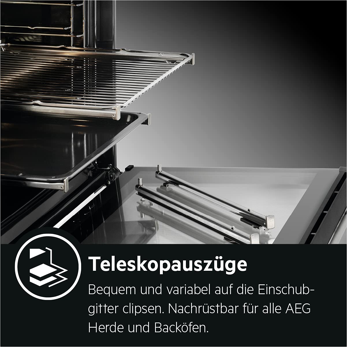 AEG Einbaubackofen BES331110B / Serie 6000 / SurroundCook – Heißluft mit Ringheizkörper/Reinigungshilfe mit Wasserdampf/Versenkknebel/Grillfunktion/Display mit Uhr/Autark/A/Schwarz