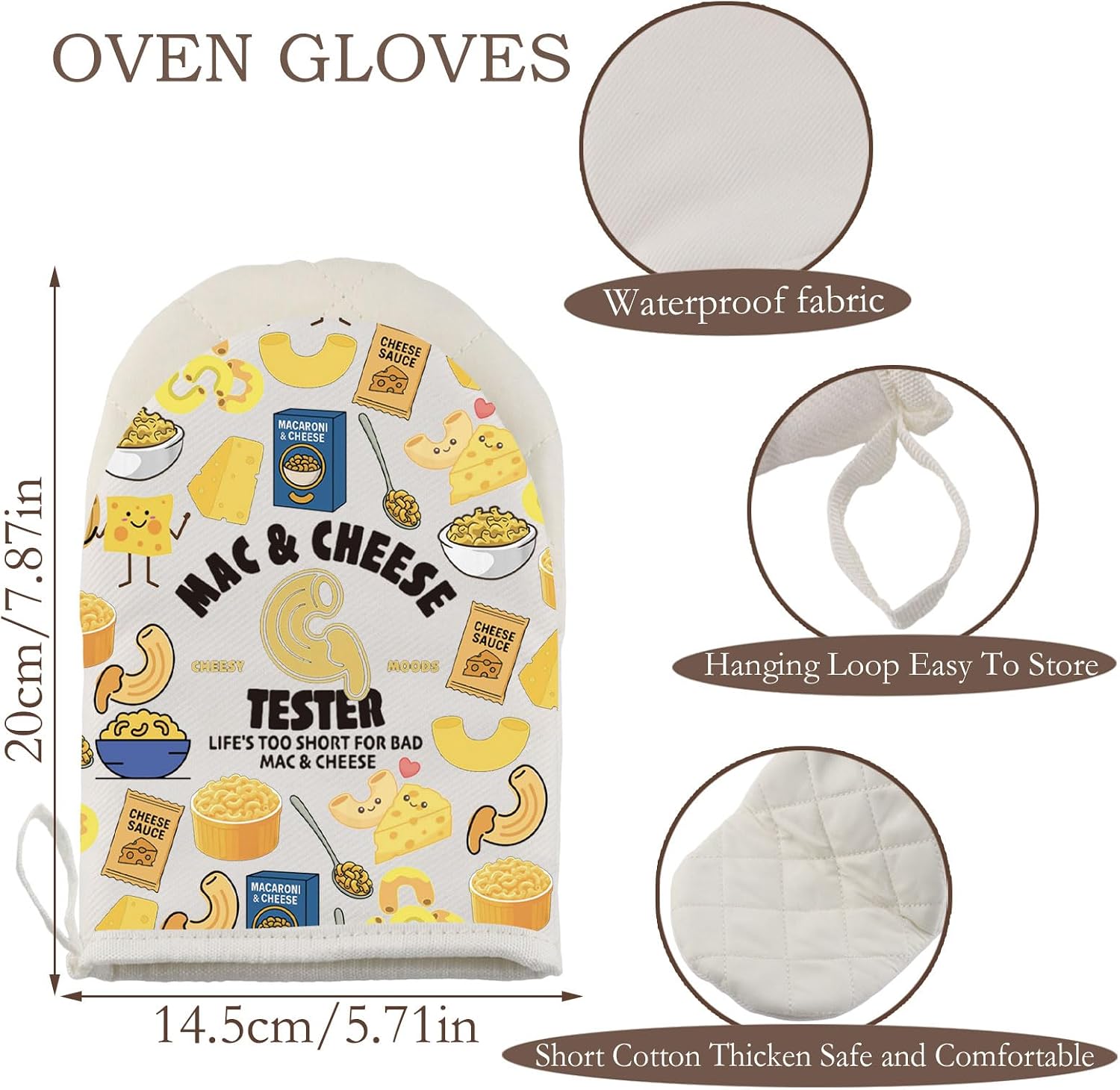 WCGXKO Mac & Cheese Oven Glove Macaroni and Cheese Gift Food Themed Short Oven Mitt (MAC C G)