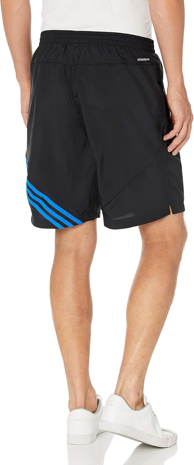 adidas Men's Run It Short 3-Stripes Black/Glory Blue X-Large 7"