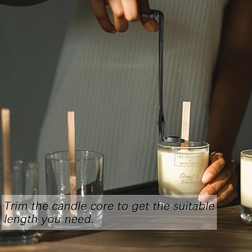 Miniatura 4 de 200 mechas de madera para velas, mechas de madera sin humo, mechas de madera natural de 5.1 x 0.5 pulgadas para velas con recortador de mecha de