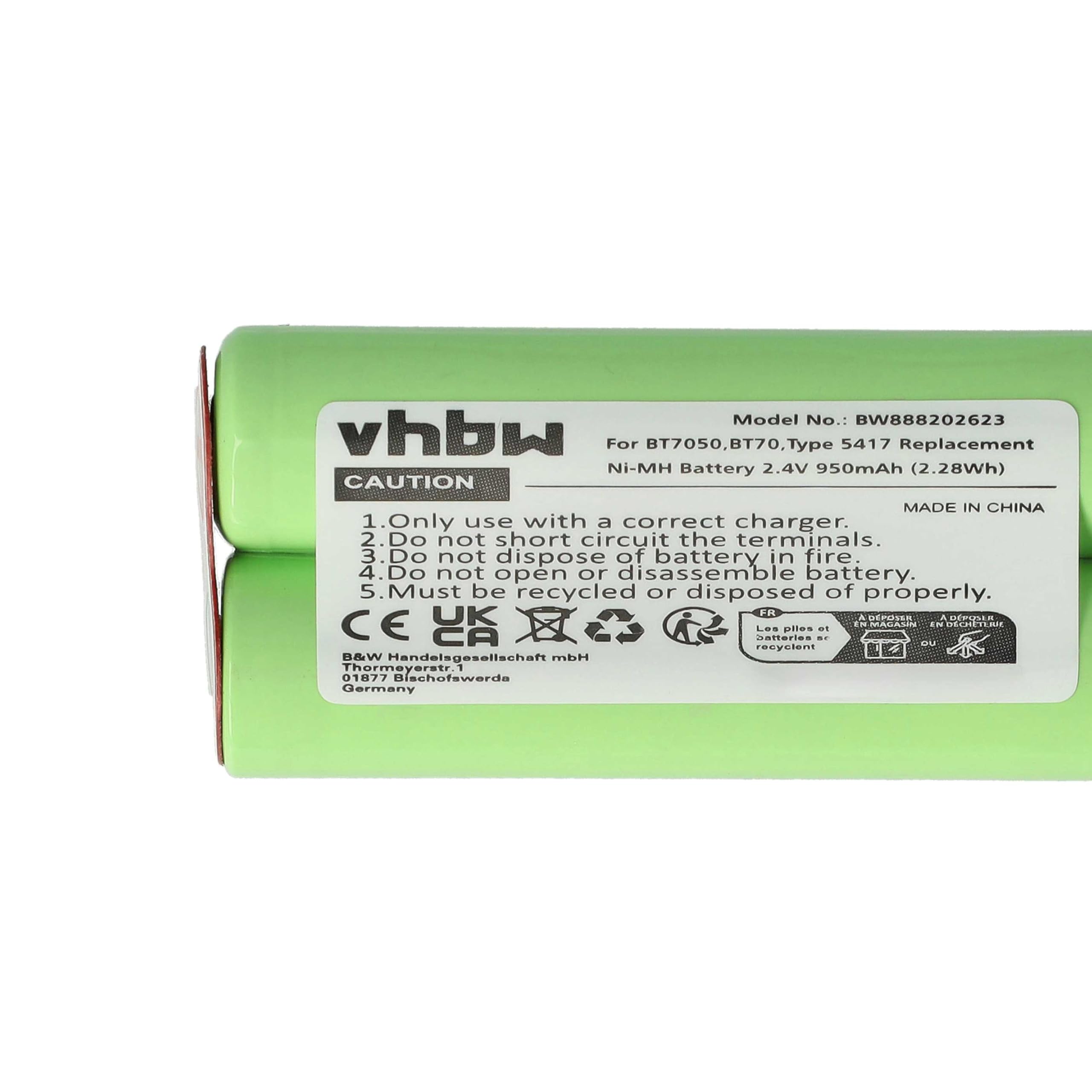 vhbw Wymienna bateria do Braun Type 5417 do golarki elektrycznej (950mAh, 2,4V, NiMH)