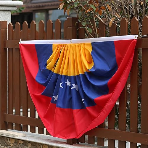 Miniatura 6 de Bandera de abanico plisada venezolana de Venezuela de 3 x 6 pies, 2 banderas de abanico plisadas para interiores y exteriores, decoración de porche