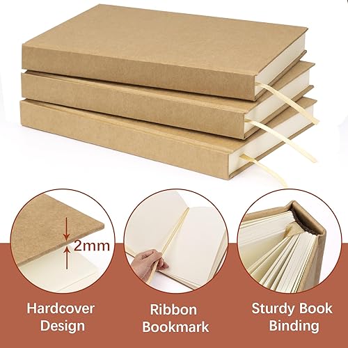 Miniatura 3 de Cuaderno de bocetos de tapa dura, 6 paquetes sin forro, tamaño A5, 5.7 x 8.3 pulgadas, 120 hojas240 páginas, bloc de bocetos de papel de primera