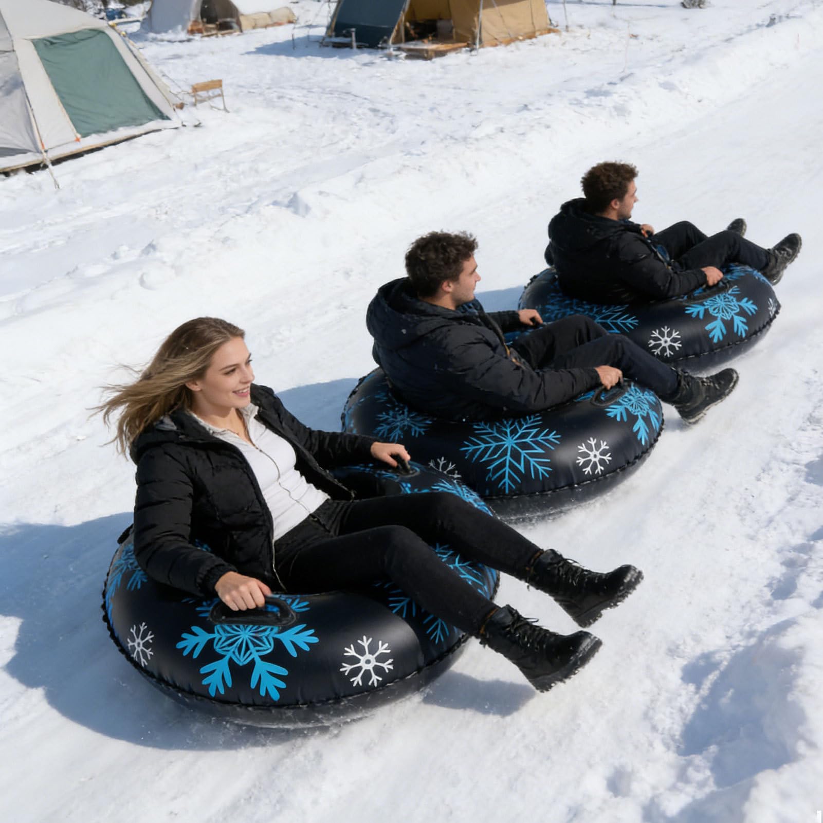 Tubi Da Neve Gonfiabili Per Slittino All'Aperto | Slittini Da Neve Invernali Per Famiglia Bambini Adulti Principianti Giardino Montagna Feste