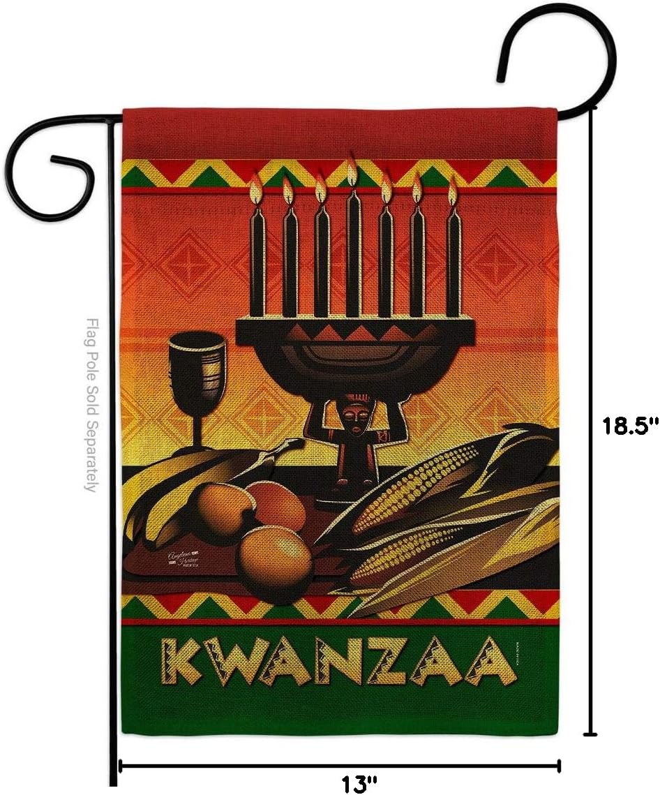 Celebrate Kwanzaa Burlap Burlap Garden Flag Black History Kinara Candles Celebrates African Americans Heritage Small Decorative Gift Yard House Banner Double-Sided Made In USA 13 X 18.5