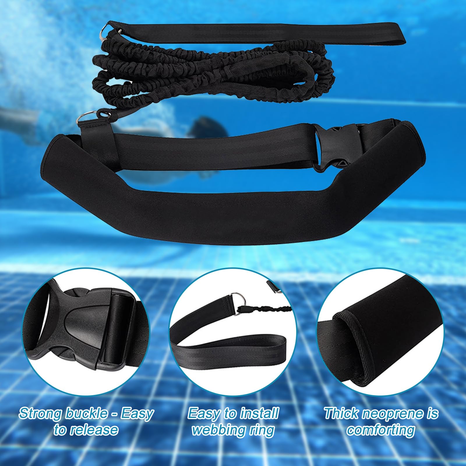 Cintura Da Nuoto Per Piscina, Swim Training Guinzaglio, Cintura Di Allenamento Per Il Nuoto Cinture Di Allenamento Per Nuotare Cintura Regolabile Cintura Per Allenamento Di Resistenza