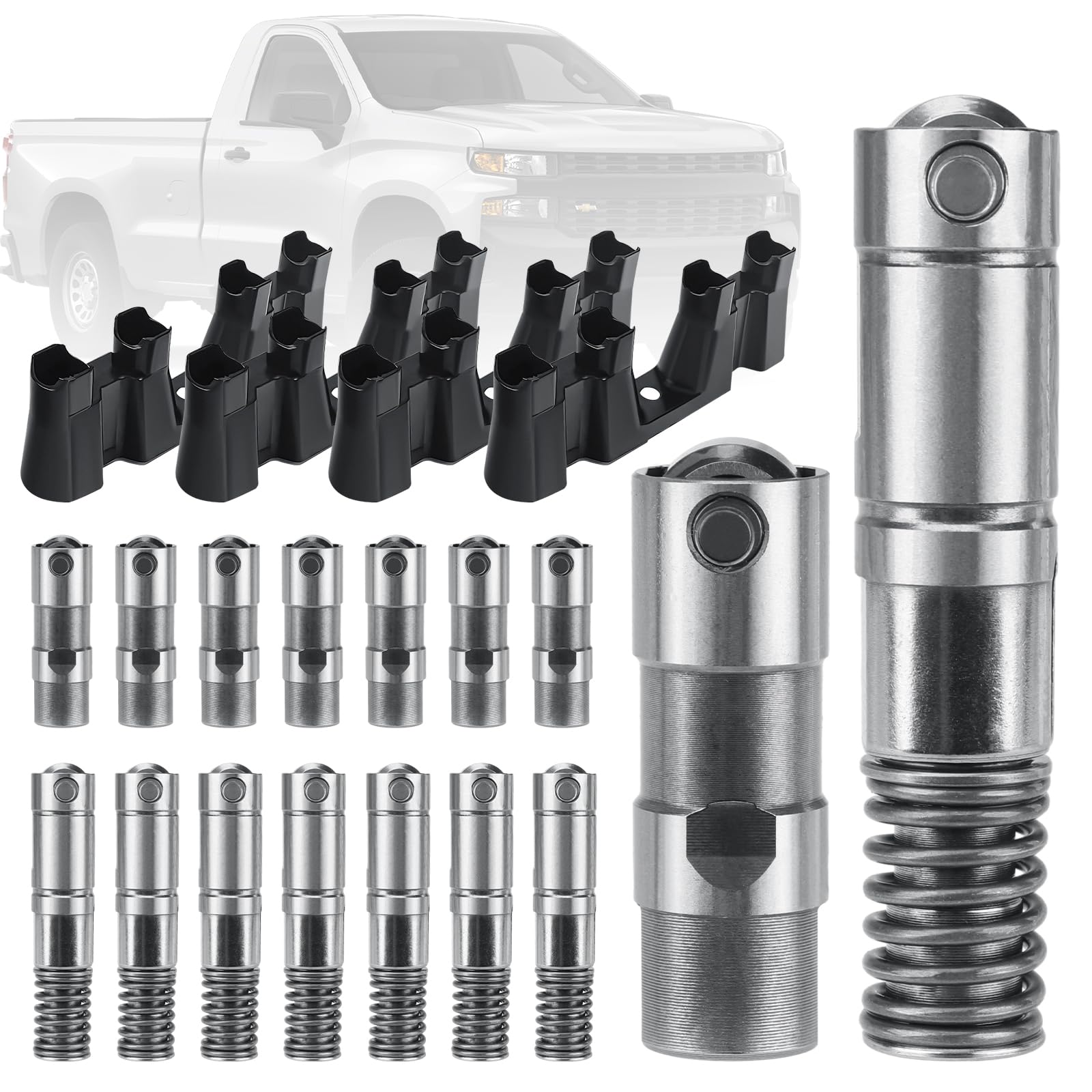 16Pcs Active Fuel Management Valve Hydraulic Roller Lifters and Guide Trays Compatible with Chevy GMC Cadillac Buick Pontiac 4.3L 5.3L 6.0L 6.2L OE#12569256 12645725 12680871