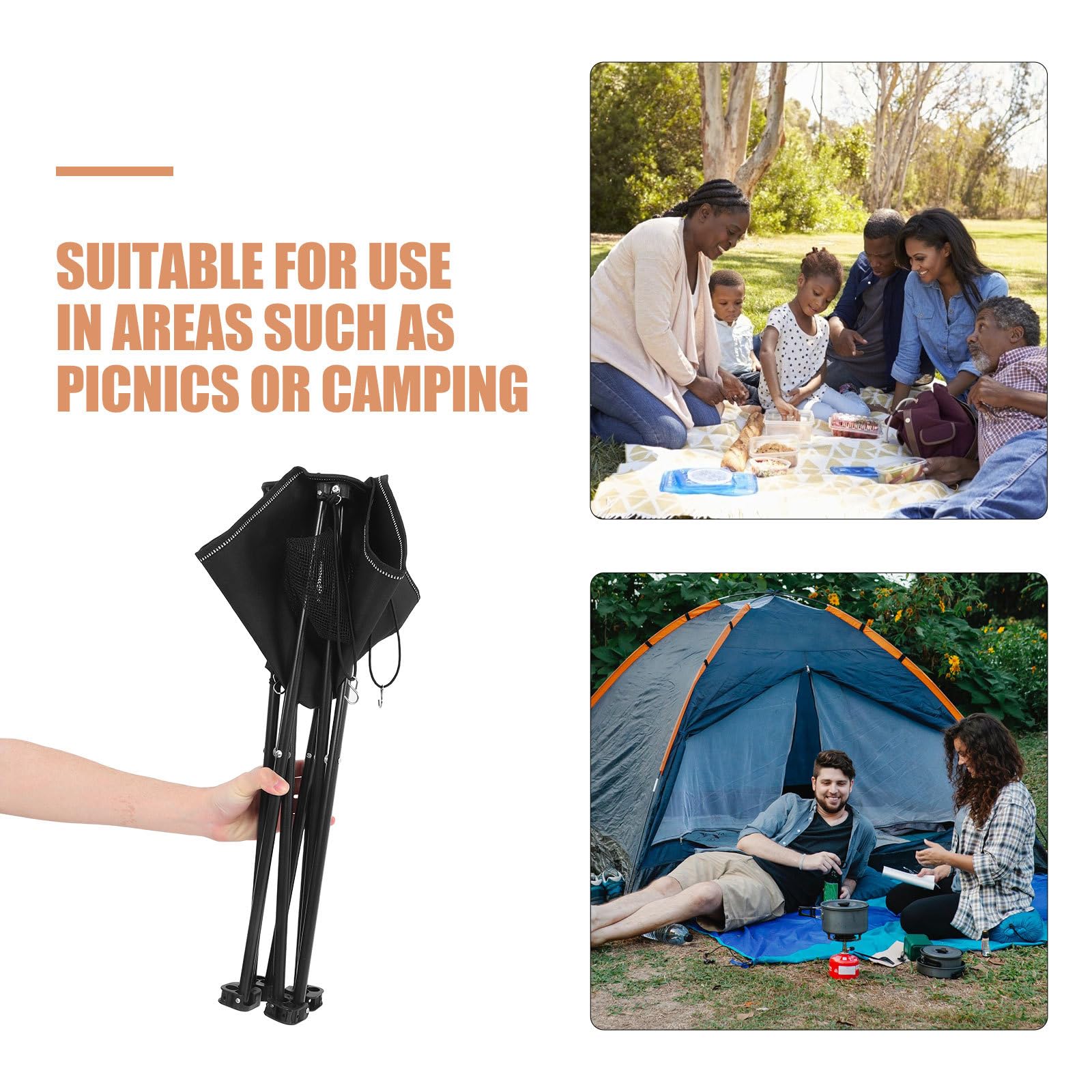 Uonlytech Table de Camping Pliable Portable avec Cadre Robuste en Fer et Tissu Oxford, 2 Porte-gobelets, pour Pique-niques et Activités de Plein Air