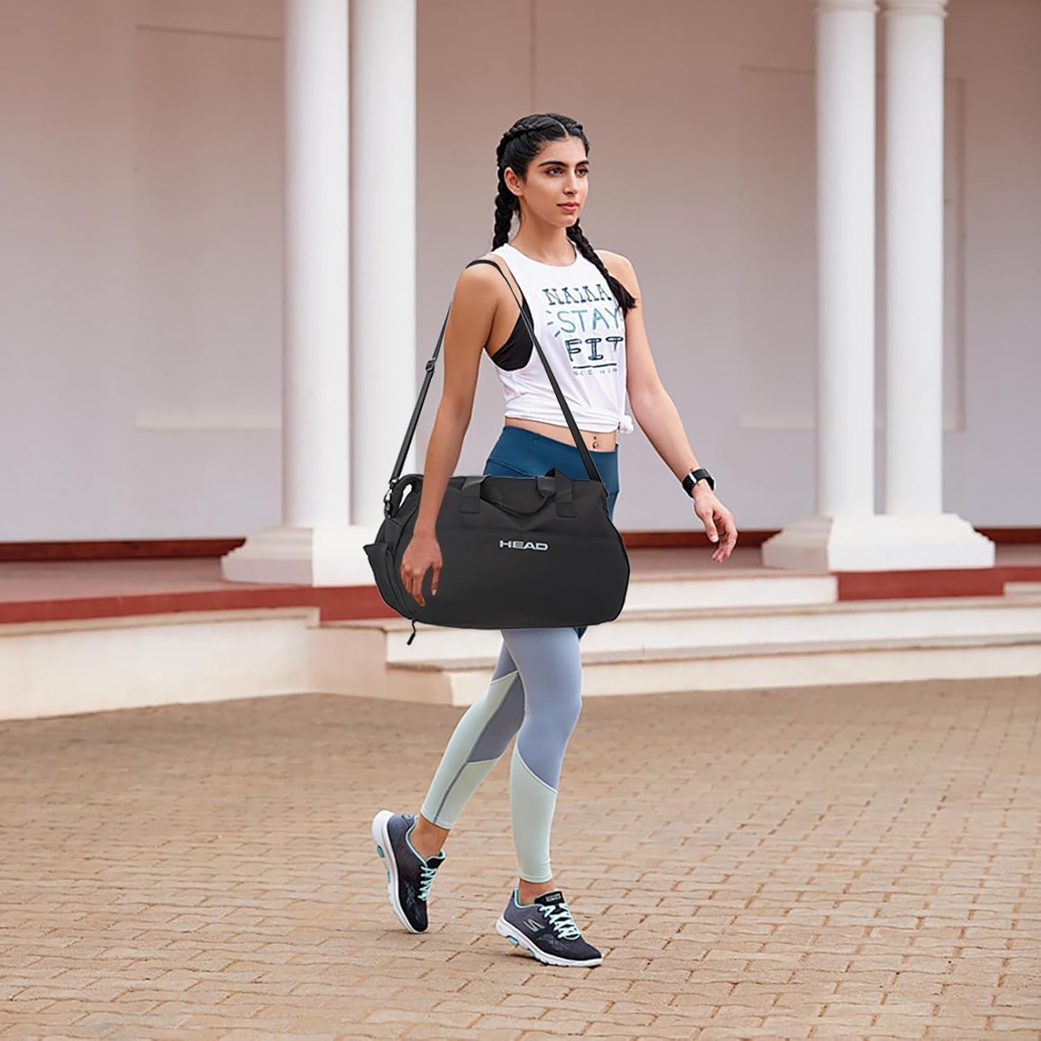 HEAD Women's Gym Duffel Bag, 32L Waterproof Travel Bag with Separate Shoe Compartment, 4 Ways to Carry, Multi-Pocket Sports Tote for Workout, Yoga, Weekender Trip & Business Travel (Black) - Image 2