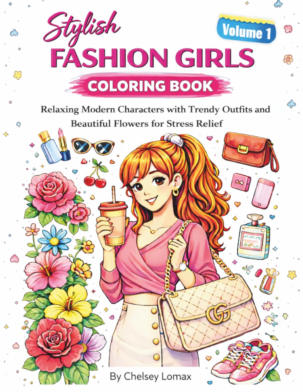 Stylish Fashion Girls: Cute & Trendy Outfit Designs with Beautiful Flowers | Relaxing Modern Fashion Coloring Pages for Tween Girls
