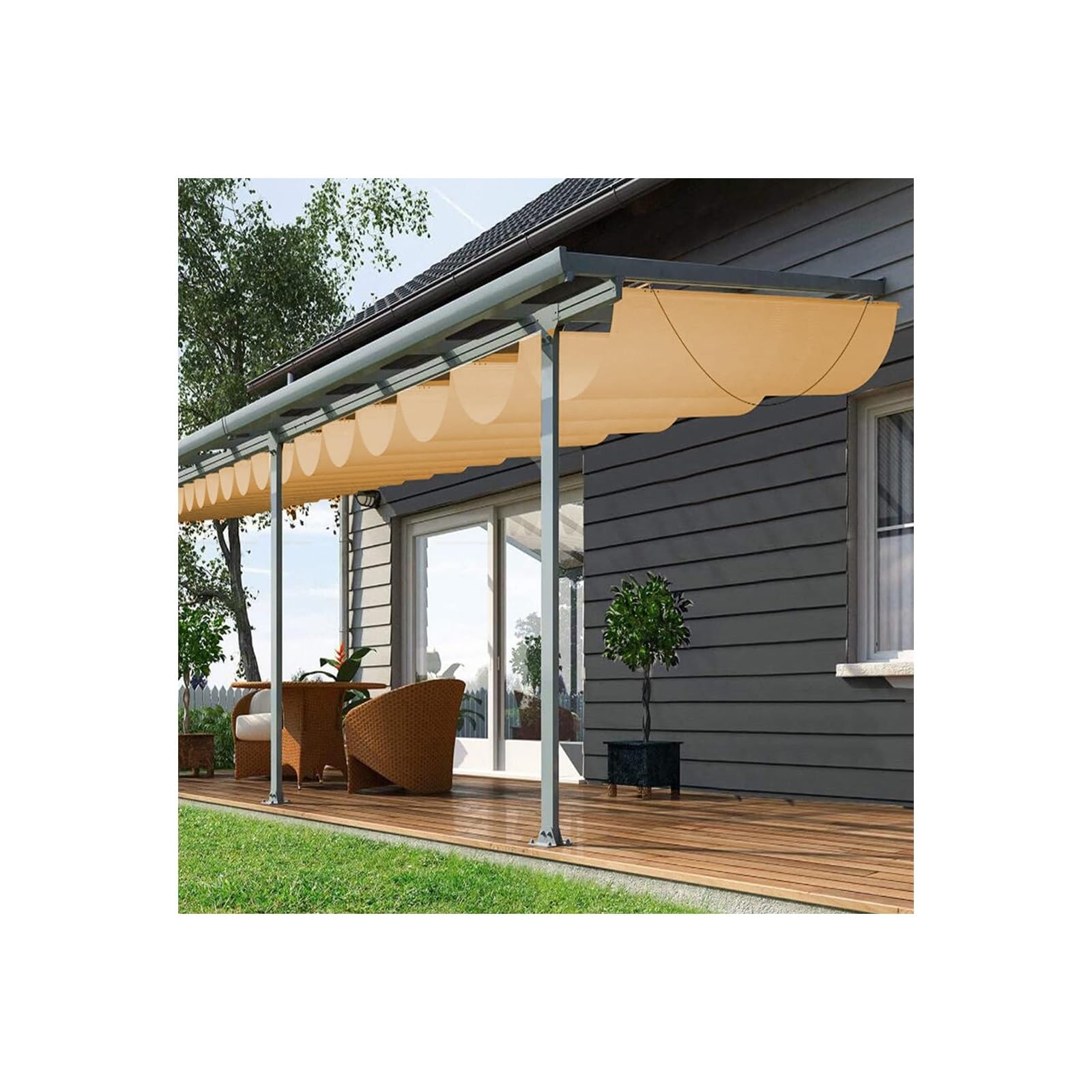 Auvent rétractable en U pour terrasse : créez une oasis d'ombre dans le jardin
