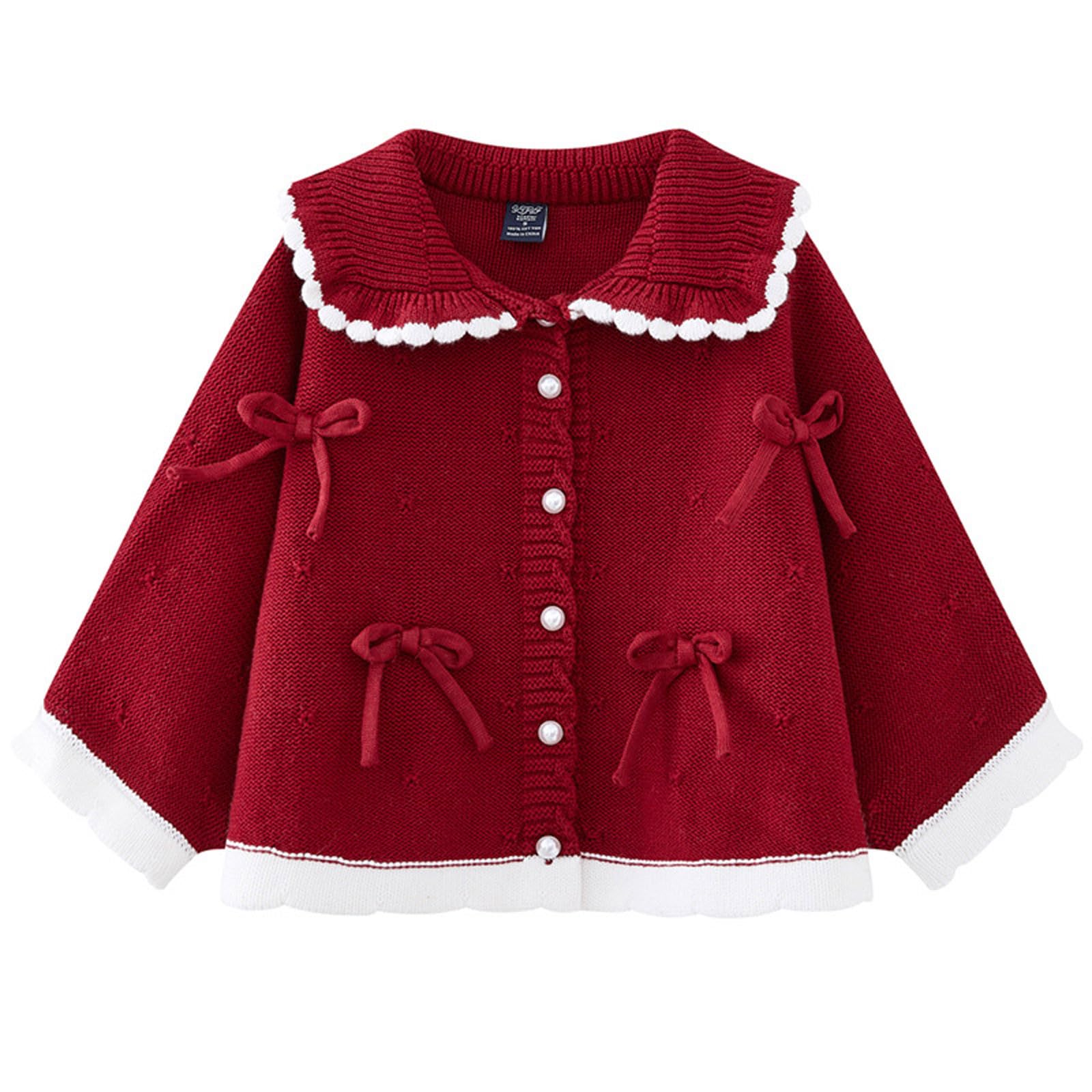 Generico Maglione Bambina,Cardigan Lavorato A Maglia per Bambine con Colletto A Revers Cappotto in Misto Lana per Bambine E Bambini Morbido E Caldo per Ragazze