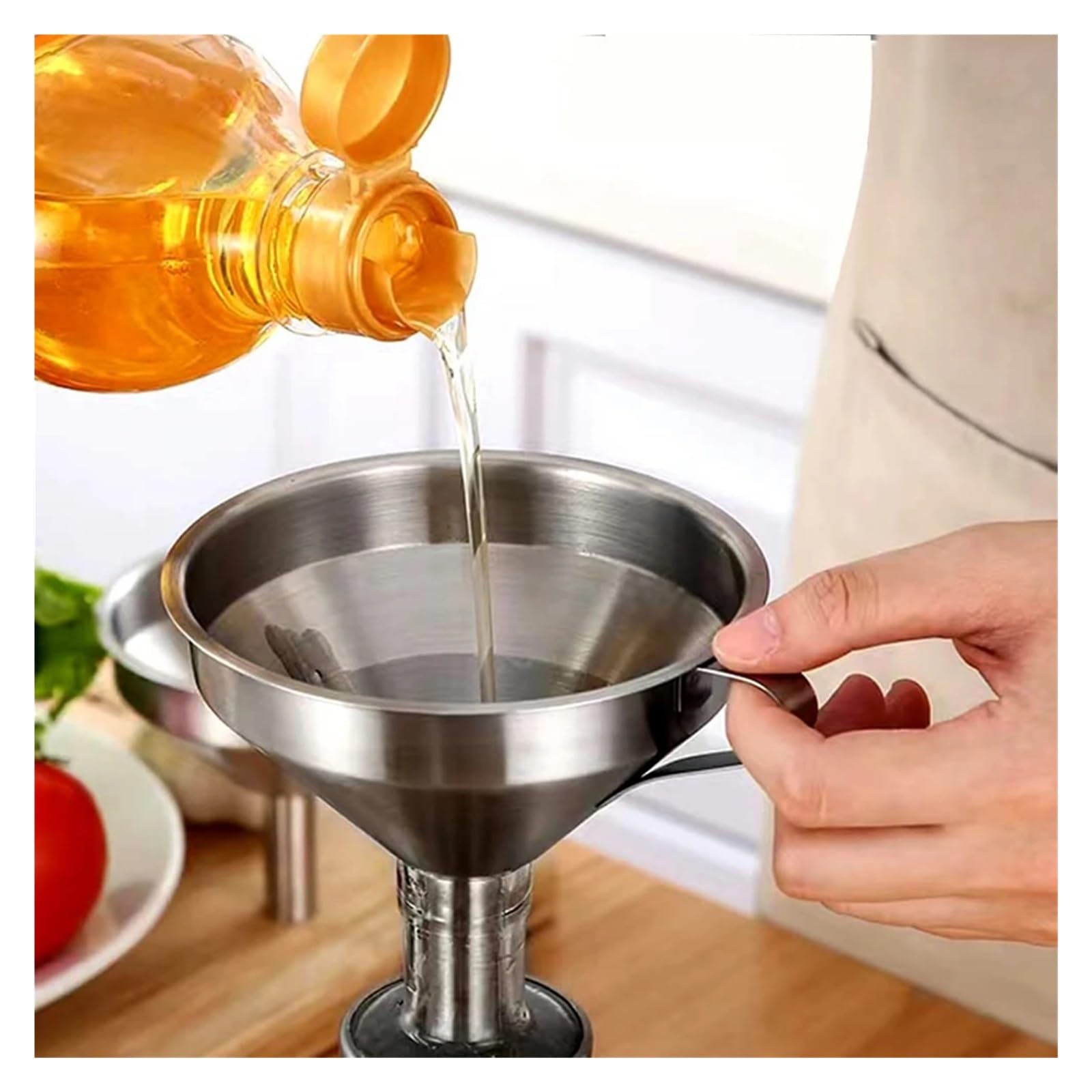 Set di imbuti da cucina, imbuti in acciaio inossidabile, imbuto da cucina in acciaio inossidabile 304, imbuti da cucina in metallo di alta qualità con filtri for il trasferimento di strumenti for olio