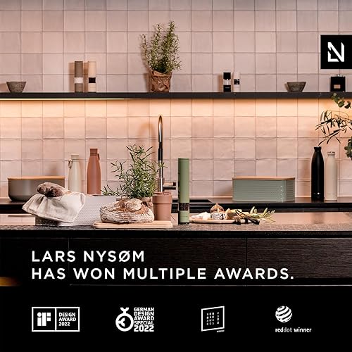 Miniatura 6 de LARS NYSØM Juego de molinillo de sal y pimienta manual, molinillos de sal y pimienta de acero inoxidable con molinillo de cerámica ajustable, diseño