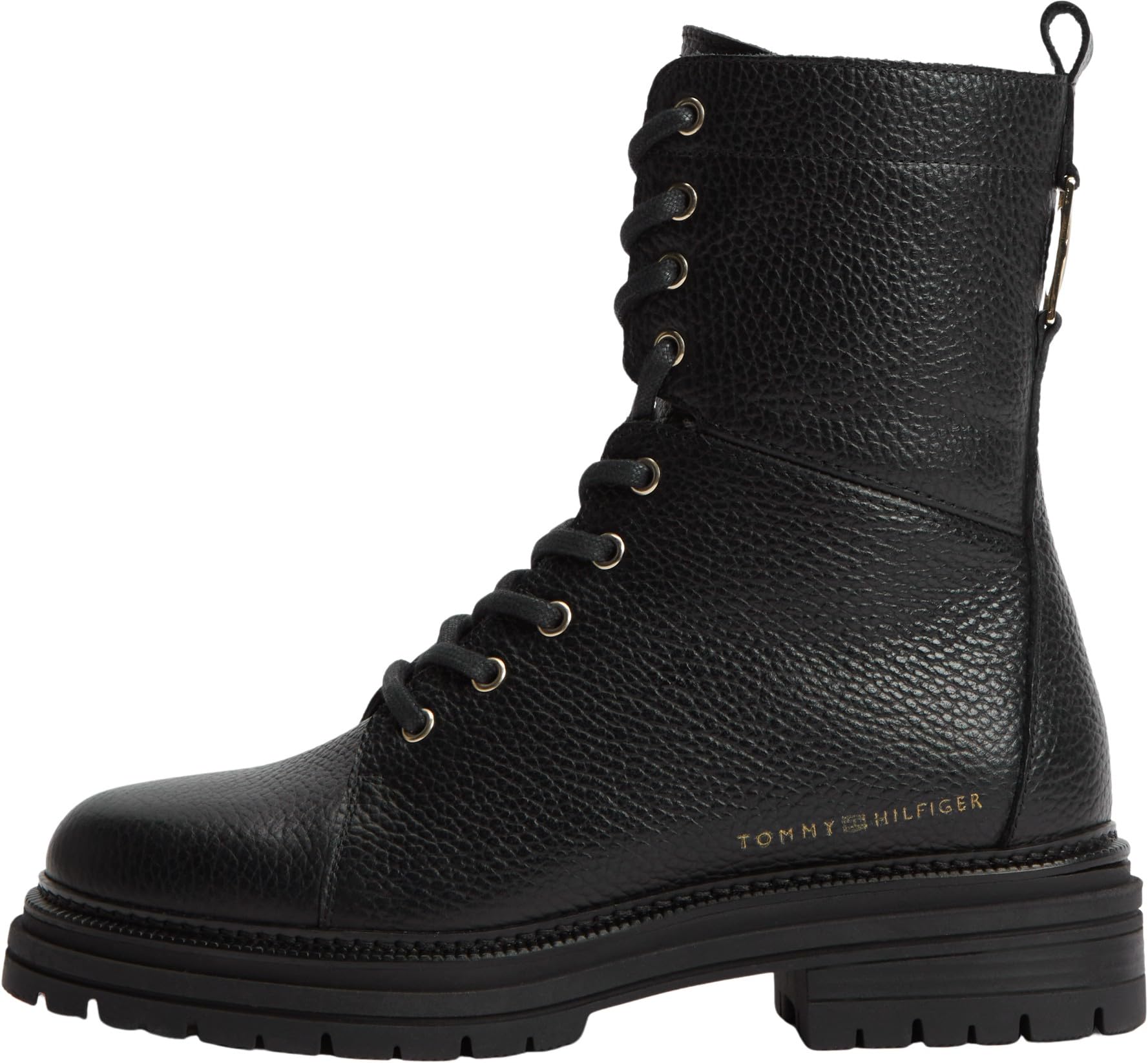 Tommy Hilfiger Women Th Emboss Grain Leather Boot FW0FW09553 Mid Boots, BLACK (Black), 6.5