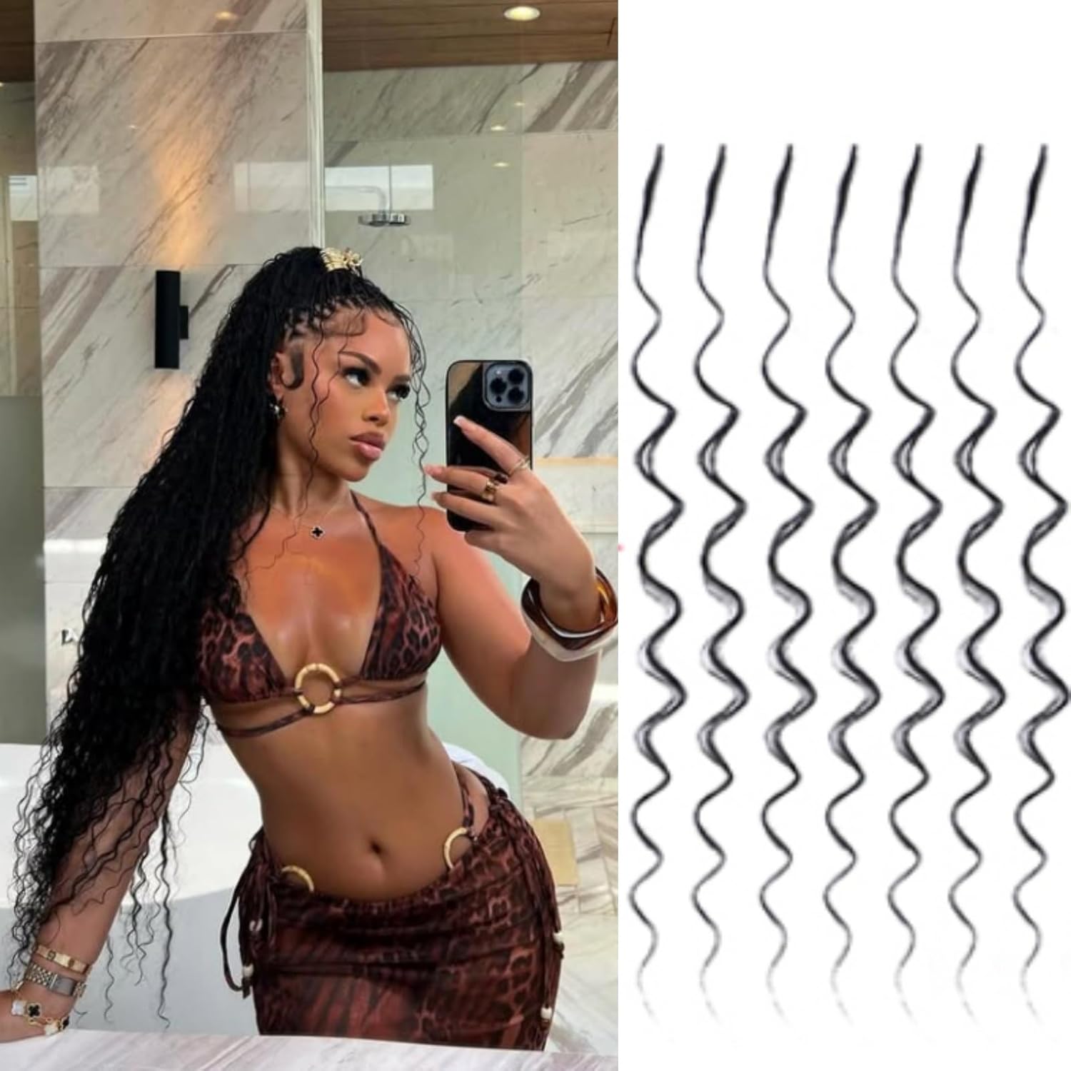 Bulk Pre Divided Human Hair for Locs Boho Crochet Braids Double Drawn Curly Wave Knotless Braids Extensions for Women Deep Wave No Weft Natural Color 16 Inch 100g