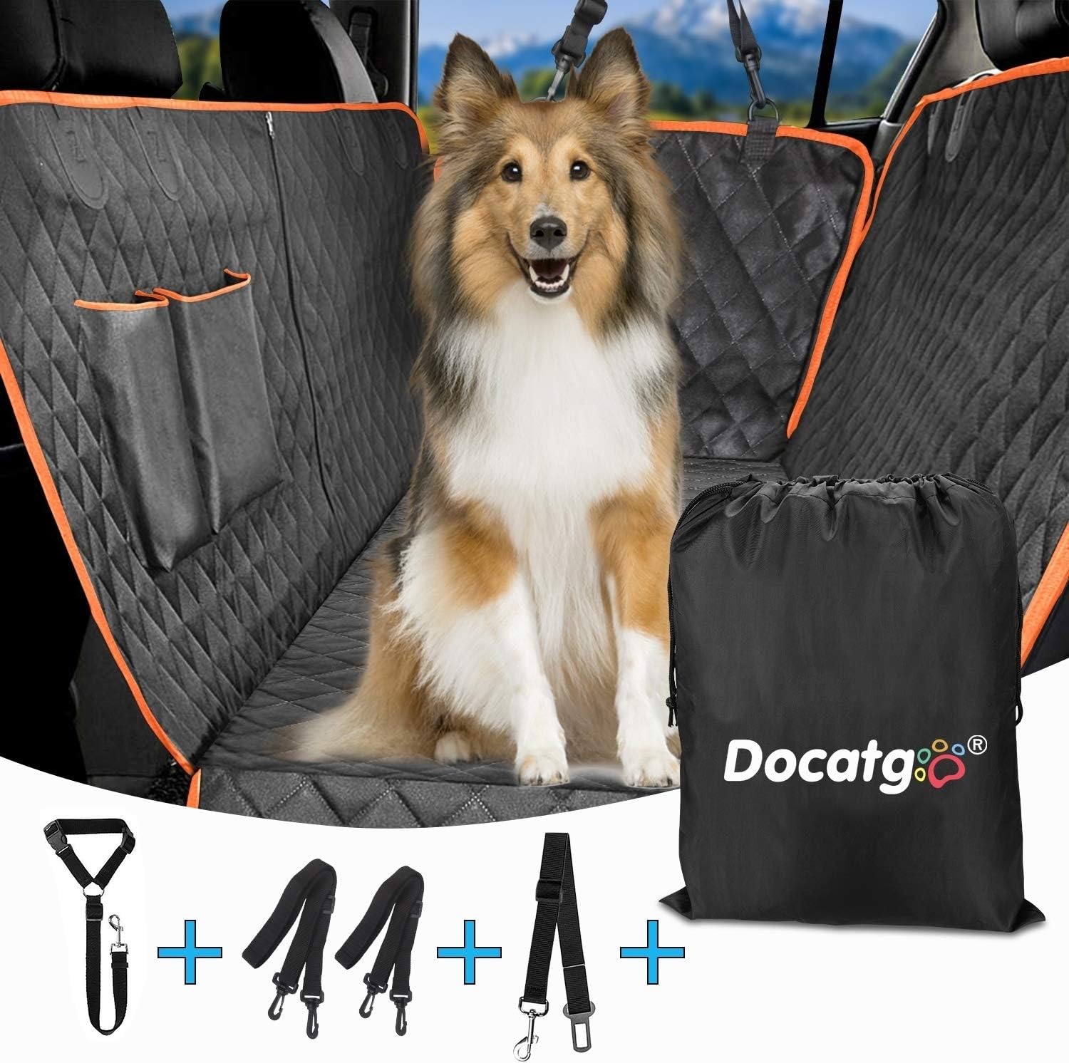 Docatgo Upgraded Version Dog Pet Travel Accessory Protector Backseat Back Seat Cover Blanket, 100% Waterproof, Machine Washable with…