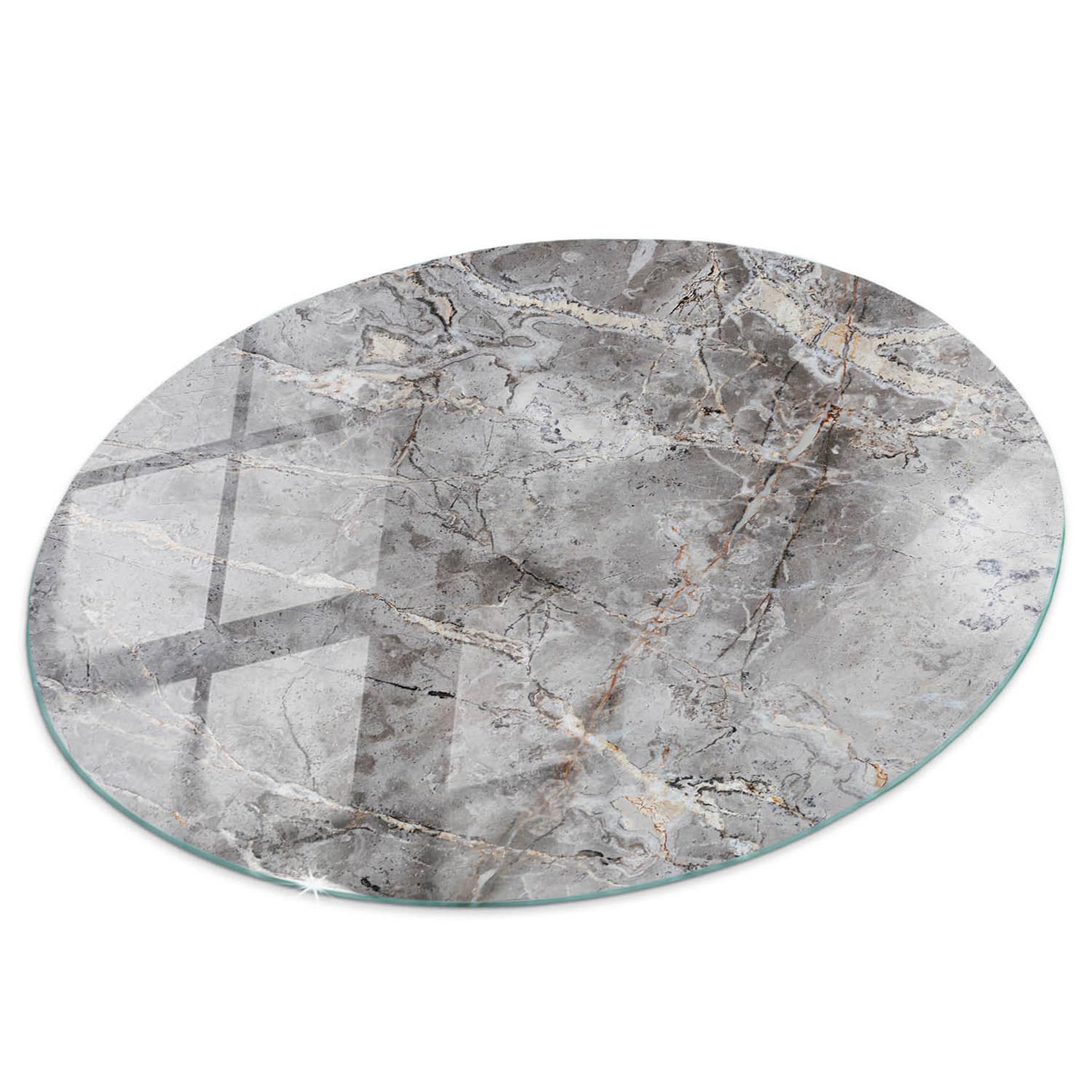Wallfluent Natural Marble Pattern Glass Table Top Ø 80 cm – Elegant and Timeless Design for Modern Homes, Luxurious Glass Top, Classic Appeal, Glass on Dining Table — image 1