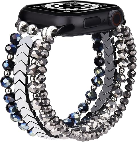 Miniatura 8 de MOFREE - Pulsera de cuentas compatible con Apple Watch Band de 1.496 in1.575 in1.614 in1.65 in (38, 40, 41 y 42 mm), correa elástica de moda para