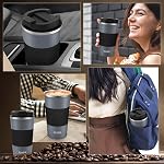 KETIEE 12 oz tasse à café, tasse de voyage à vide double paroi, tasse à thé avec limace, 304 Coupes de café isolantes en acier inoxydable pour café Cola Thé au lait (Grey)