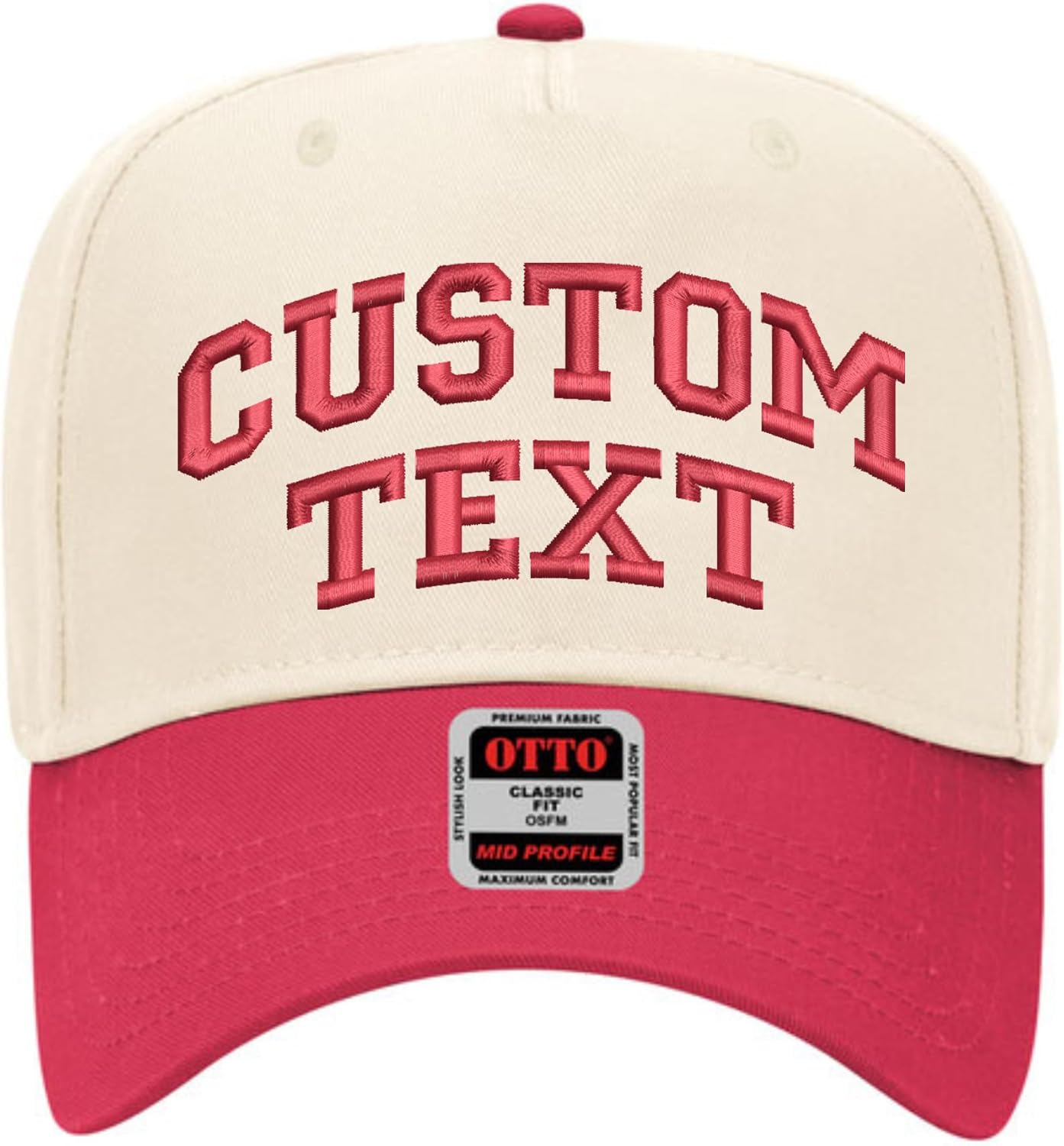 Custom Arched Text Hat | Two Tone Trucker Hat | Unisex 5 Panel Adjustable Snapback | Personalized Trendy Embroidered Ballcap