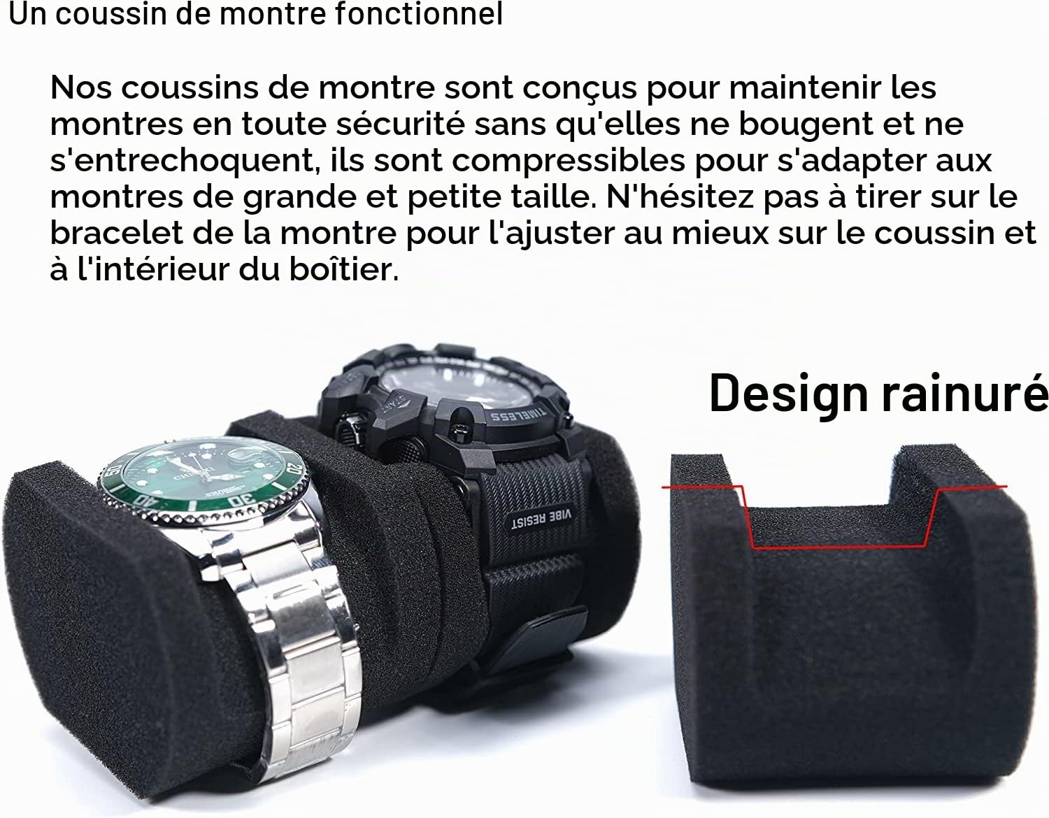 Akura Boîte de rangement 5 montres avec coussin éponge pour 5 montres (Noir)