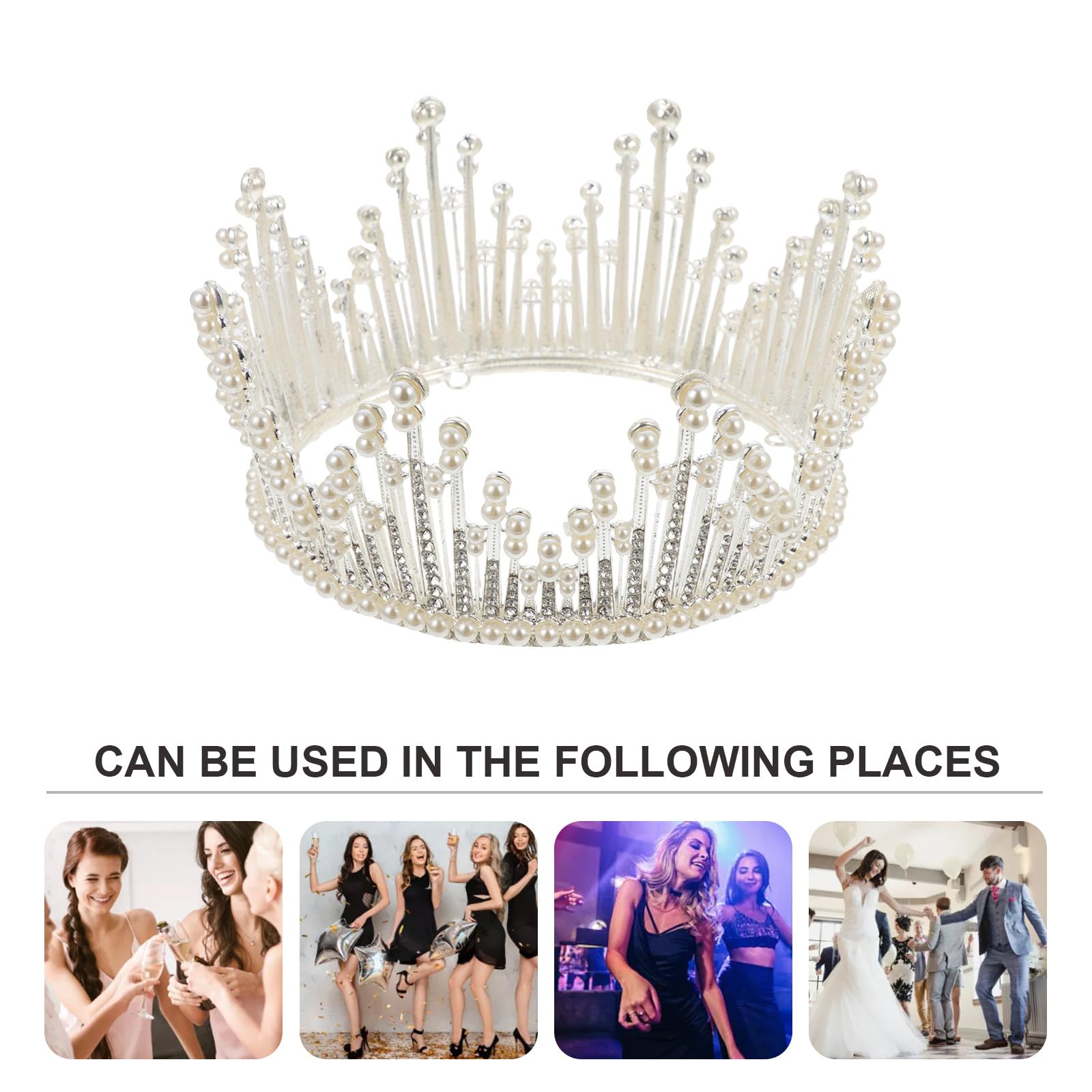 Abaodam Tocado de Novia Diadema de Perlas Plata Accesorio Fotografía y Fiesta para Mujeres Adultas Diseño Barroco Elegante para Bodas y Eventos Especiales