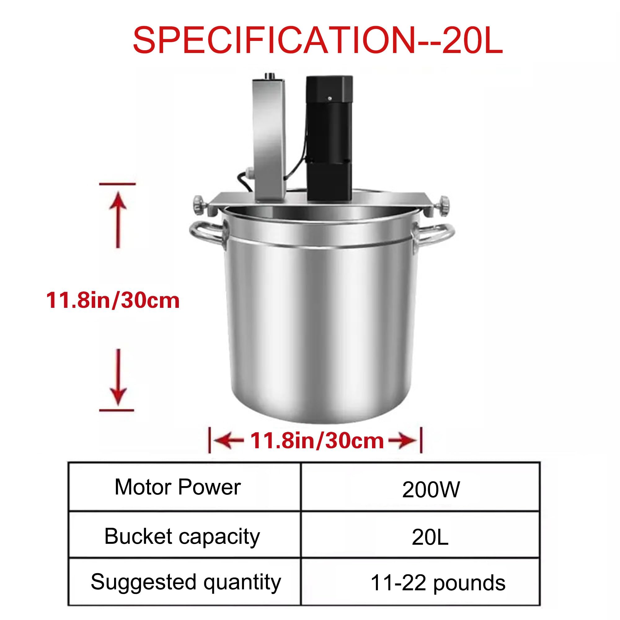 20L/25L Automatic Food Mixer, Electric Jam Mixer, Automatic Pot Stirrer Mixer, Hot Pot Seasoning Bottom Soup Sauce Stirrer Frying Machine, One-button Start,20L