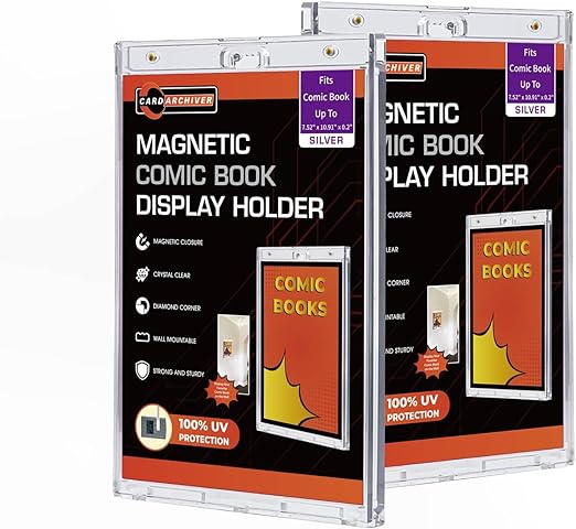 Crystal Clear One Touch-values 2ct Magnet-cases Silver Display-System, UV-protected Premium MINT-comic Slab Protectors for Wall-mounting, Paper 11x14