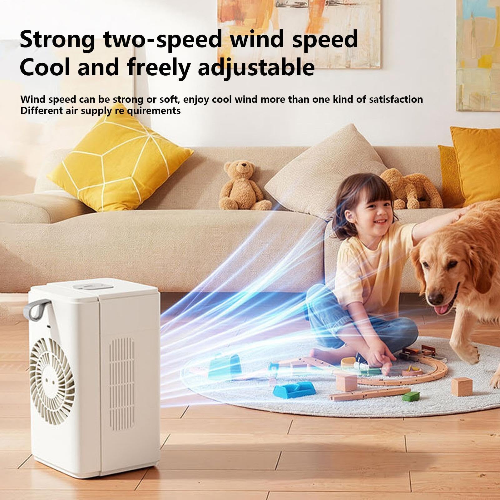 Genérico Ventilatore da scrivania portatile, ricaricabile con 2 impostazioni di velocità e visualizzazione 'ora, silenzioso, per casa, ufficio, camera da , dormitorio, cucina, campeggio, uso
