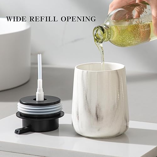 Miniatura 4 de Enra Dispensador de jabón de cerámica, dispensador de loción de mármol de 12 onzas, dispensador de jabón de manos recargable para baño, cocina, con