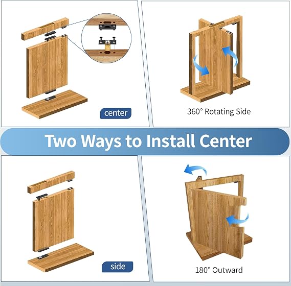 Heavy Duty Hidden Door Hinge, 570Lbs Load-Bearing Thickened Solid Alloy Steel - 360 Rotation Hidden Pivot Hinge for Bookcase, Secret Doors, Murphy & Shelf Doors, Invisible Pivot Door Hinge