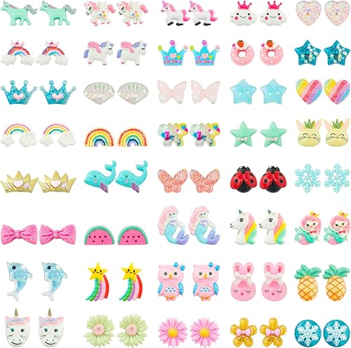 HaiMay 40 pares de aretes de clip para niñas con clips para niños aretes de juguete de princesa aretes de juego joyería para niñas pequeñas para