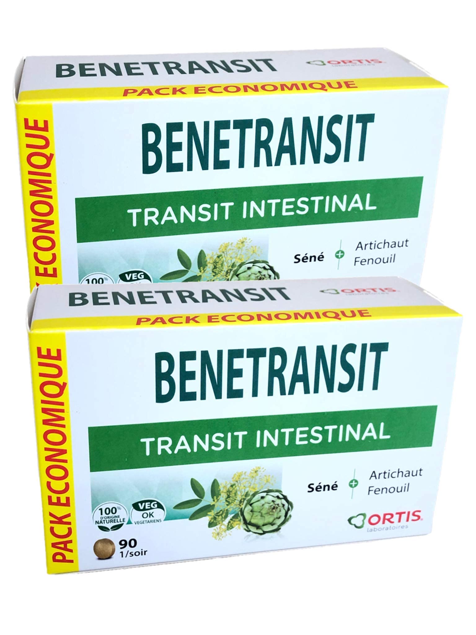 Ortis - Benetransit Pack ECO - Stimule et régularise le transit intestinal - Lot de 2 Boites de 90 comprimés (2)
