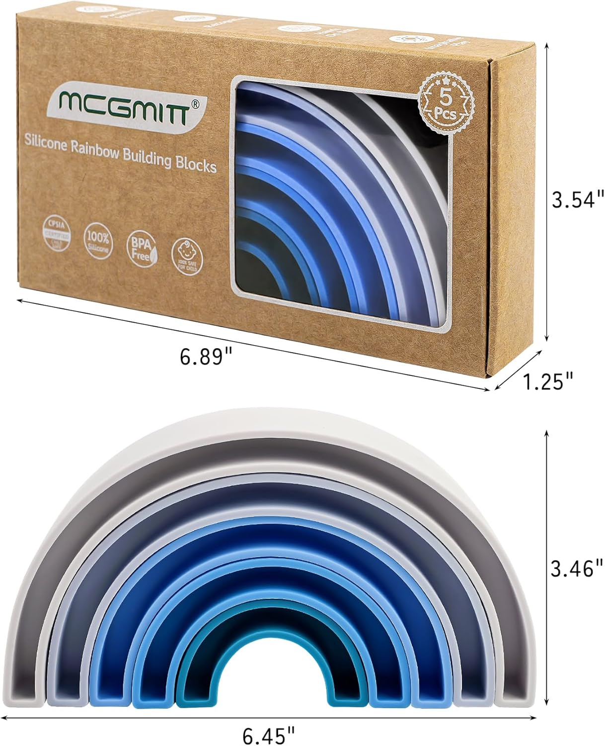 MCGMITT 10 Layers Pink Rainbow Stacking Toy Bundled with 5 Layers Violet Rainbow Stacker