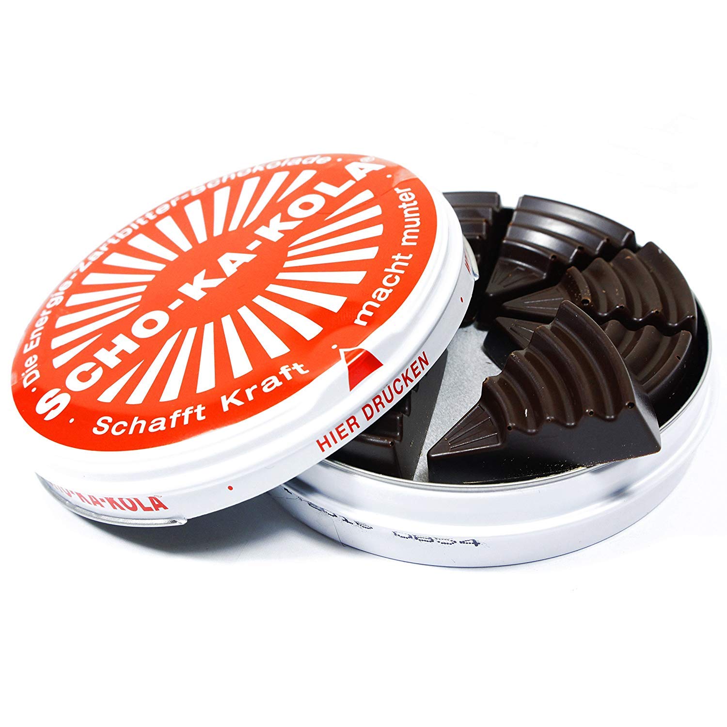 10er SET Scho-Ka-Kola Zartbitter Schokolade 100 g Dose / Energie-Schokolade / SchoKaKola