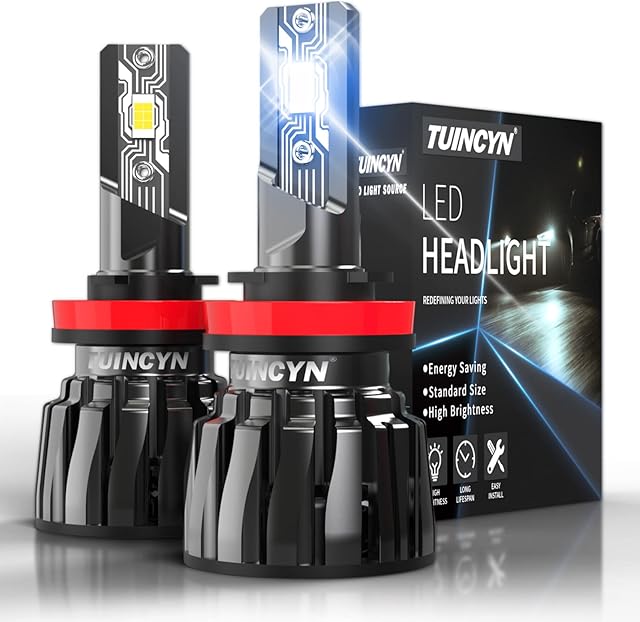 TUINCYN H8 H11 H9 LED Headlight Bulb, +400% Brightness Adjustable Beam 80W 16000LM 6000K Headlight Conversion Kit Halogen/HID Replacement, 1,3000RPM Cooling Fan, IP65 Waterproof, 2PCS(H11/H8/H9)